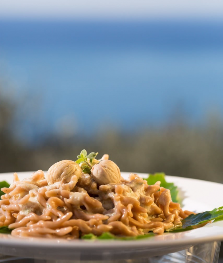 Trofie di castagna al pesto Bianco